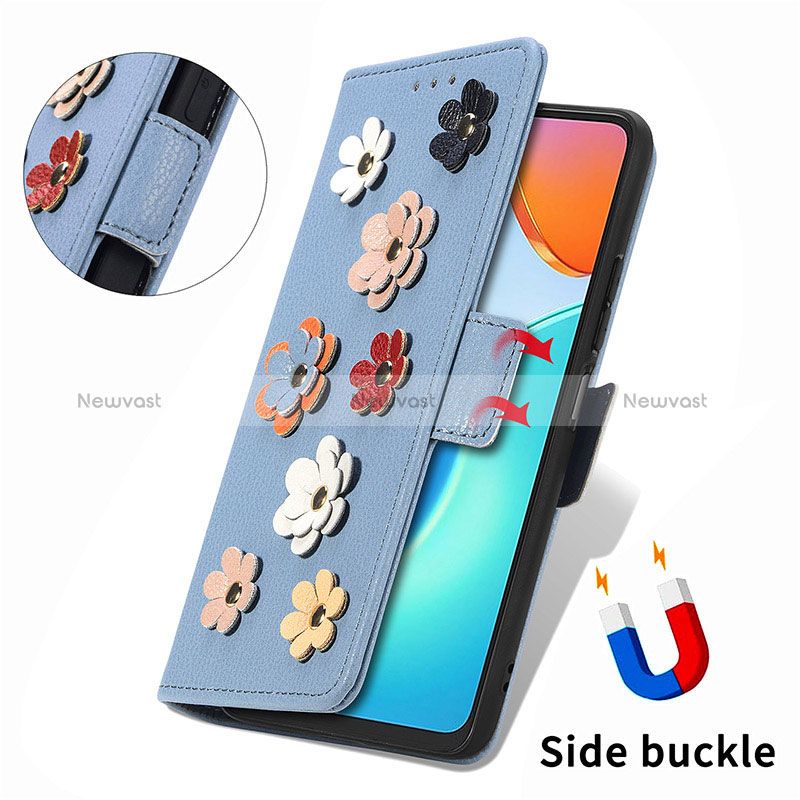 Leather Case Stands Flip Flowers Cover Holder S02D for Huawei Honor X7