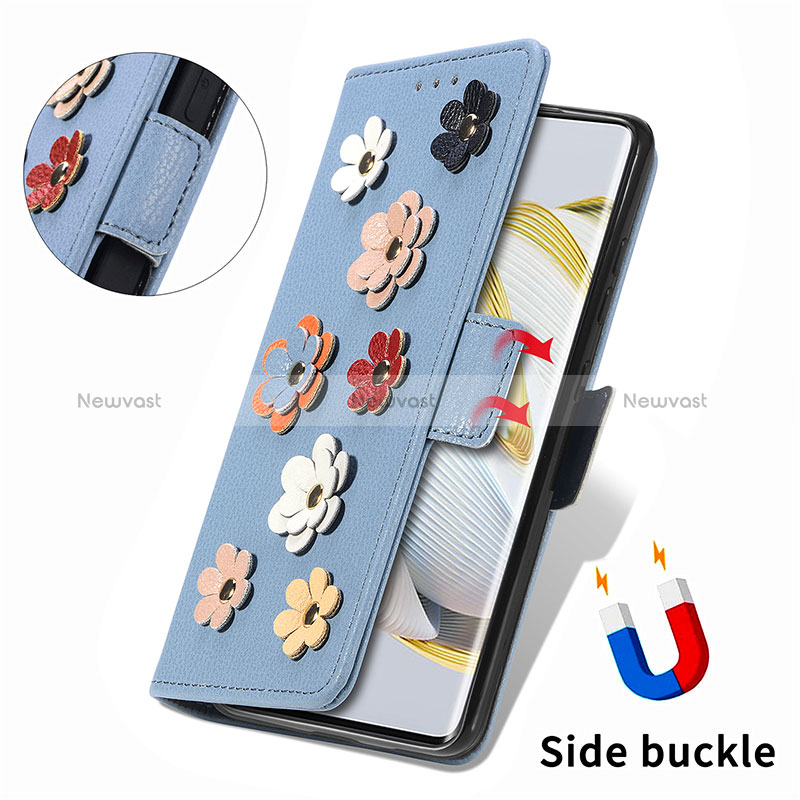 Leather Case Stands Flip Flowers Cover Holder S02D for Huawei Nova 10