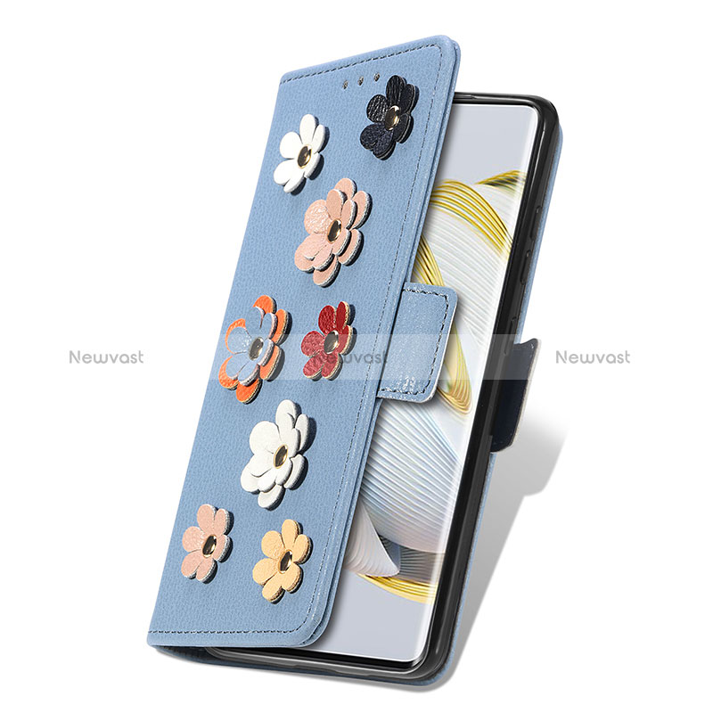 Leather Case Stands Flip Flowers Cover Holder S02D for Huawei Nova 10