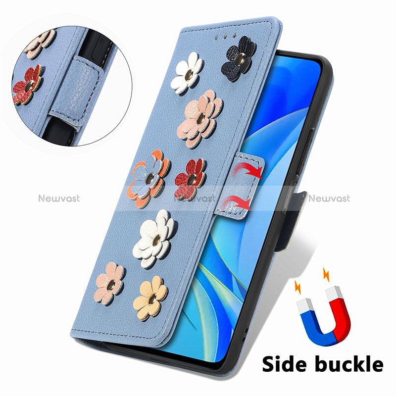 Leather Case Stands Flip Flowers Cover Holder S02D for Huawei Nova Y70