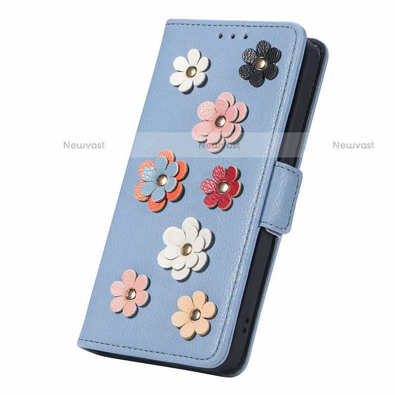 Leather Case Stands Flip Flowers Cover Holder S02D for Motorola Moto Edge (2022) 5G