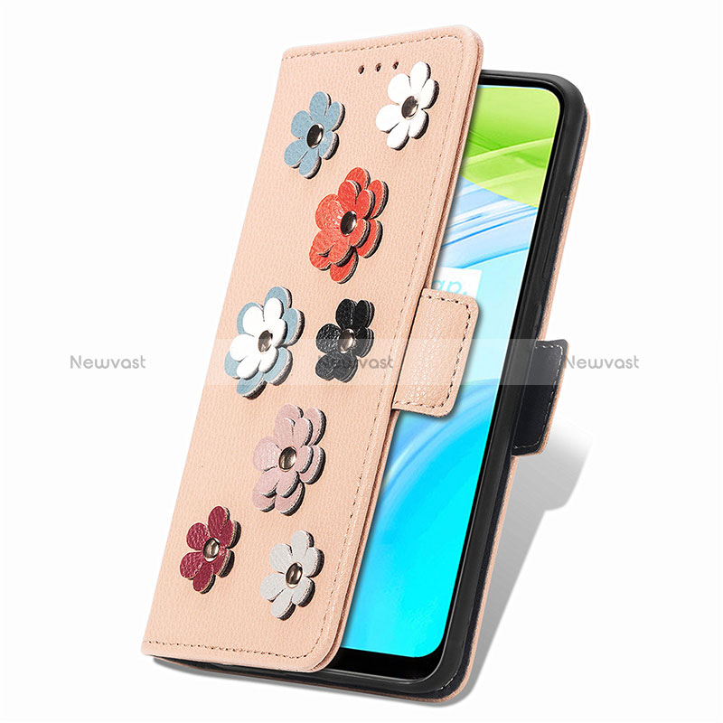 Leather Case Stands Flip Flowers Cover Holder S02D for Realme C30