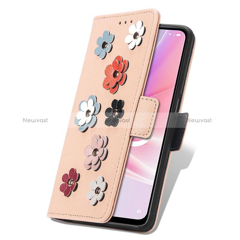 Leather Case Stands Flip Flowers Cover Holder S02D for Realme Q5i 5G