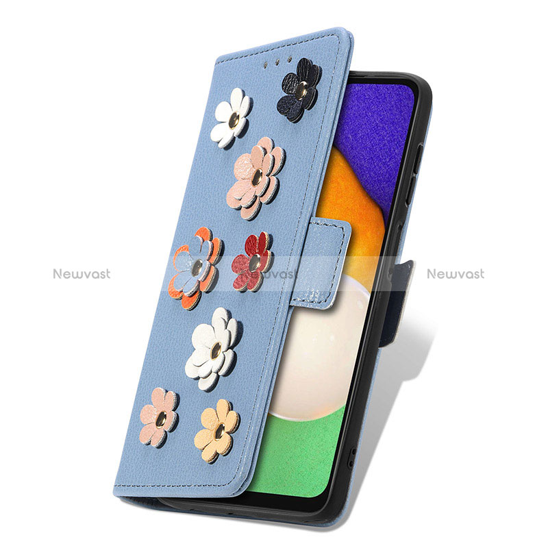 Leather Case Stands Flip Flowers Cover Holder S02D for Samsung Galaxy A04s