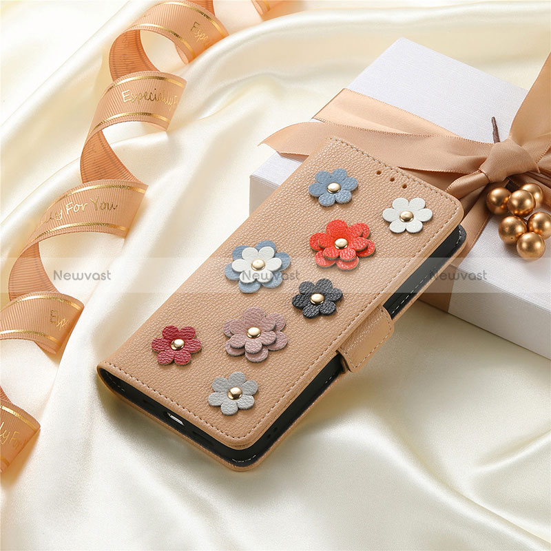 Leather Case Stands Flip Flowers Cover Holder S02D for Samsung Galaxy A32 4G