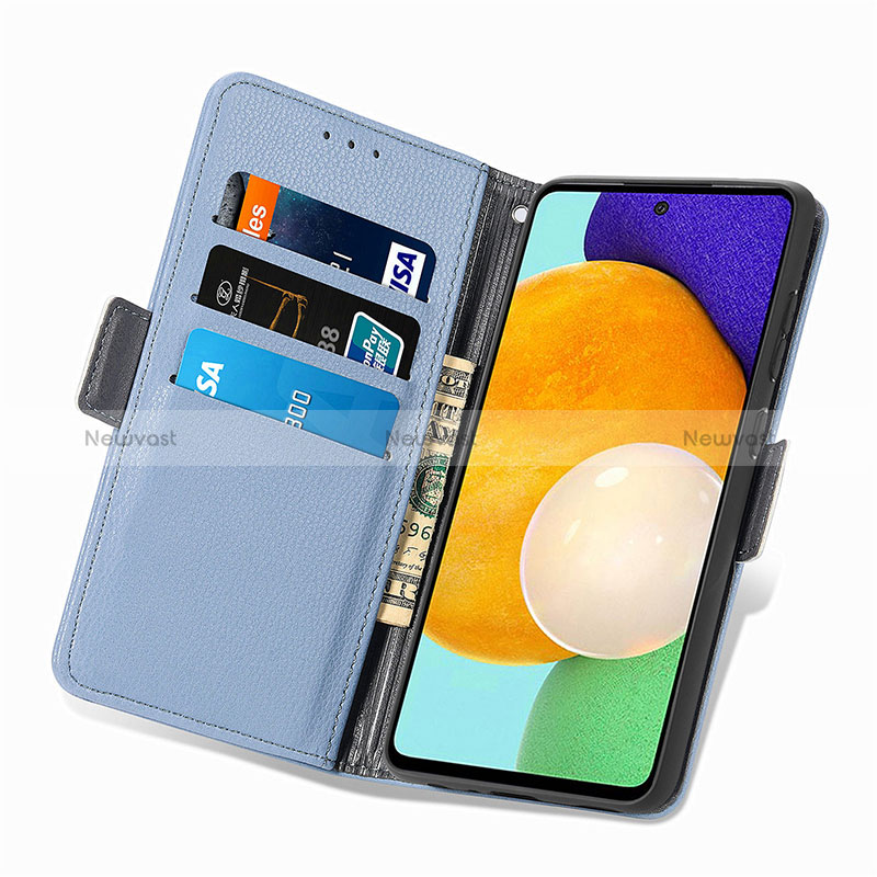 Leather Case Stands Flip Flowers Cover Holder S02D for Samsung Galaxy A52 5G