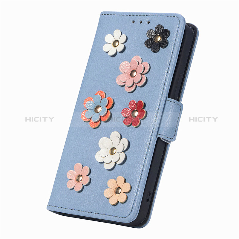 Leather Case Stands Flip Flowers Cover Holder S02D for Samsung Galaxy F23 5G