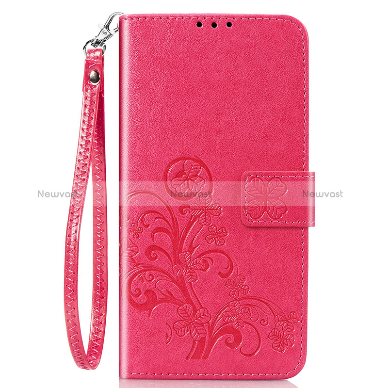 Leather Case Stands Flip Flowers Cover Holder S02D for Samsung Galaxy M10S Red