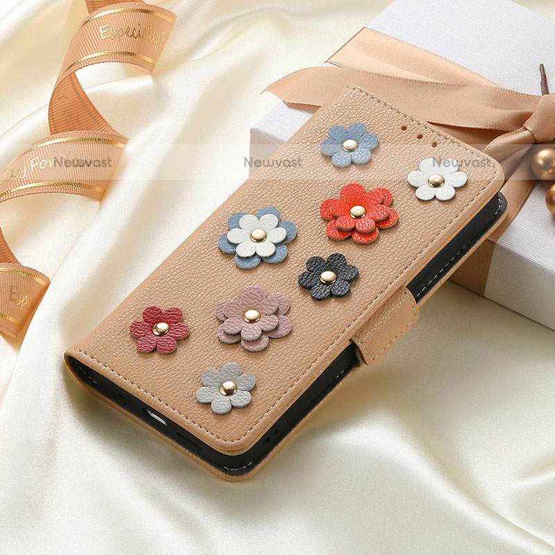 Leather Case Stands Flip Flowers Cover Holder S02D for Samsung Galaxy M33 5G