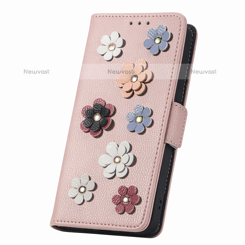 Leather Case Stands Flip Flowers Cover Holder S02D for Samsung Galaxy M33 5G