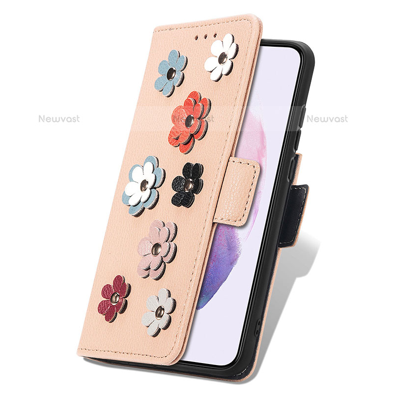 Leather Case Stands Flip Flowers Cover Holder S02D for Samsung Galaxy S21 Plus 5G