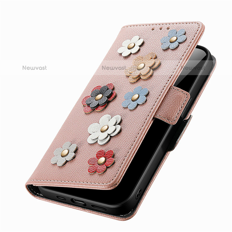 Leather Case Stands Flip Flowers Cover Holder S02D for Samsung Galaxy XCover 6 Pro 5G