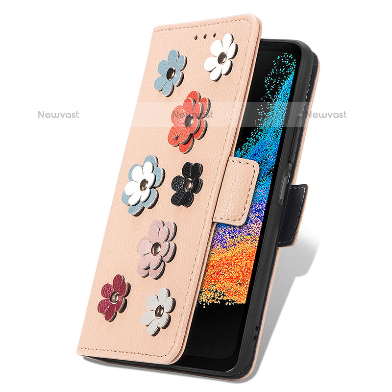 Leather Case Stands Flip Flowers Cover Holder S02D for Samsung Galaxy XCover 6 Pro 5G