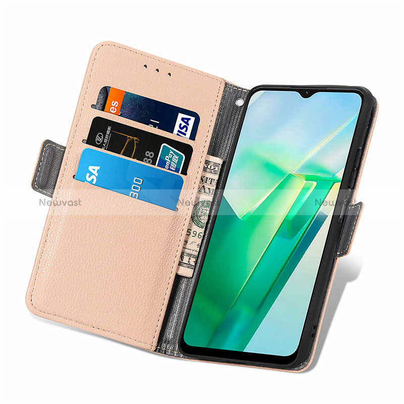 Leather Case Stands Flip Flowers Cover Holder S02D for Vivo iQOO Z6x