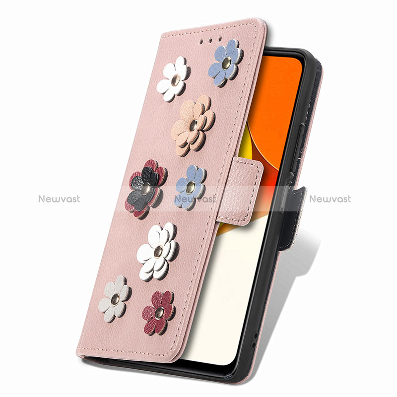 Leather Case Stands Flip Flowers Cover Holder S02D for Vivo Y35 4G