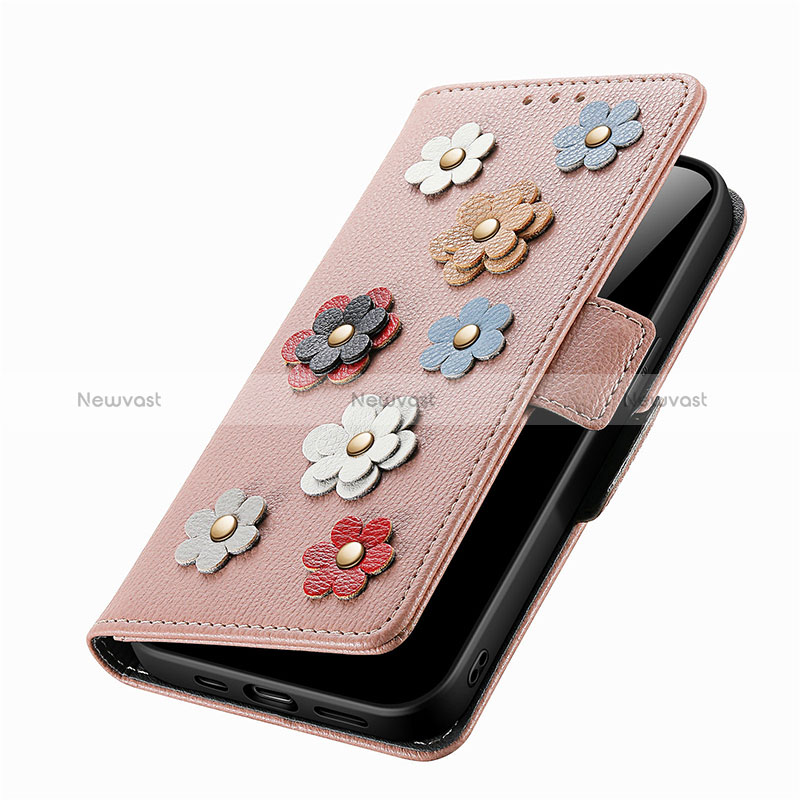 Leather Case Stands Flip Flowers Cover Holder S02D for Xiaomi Poco C40