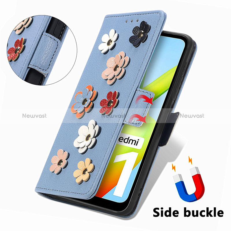 Leather Case Stands Flip Flowers Cover Holder S02D for Xiaomi Redmi A2