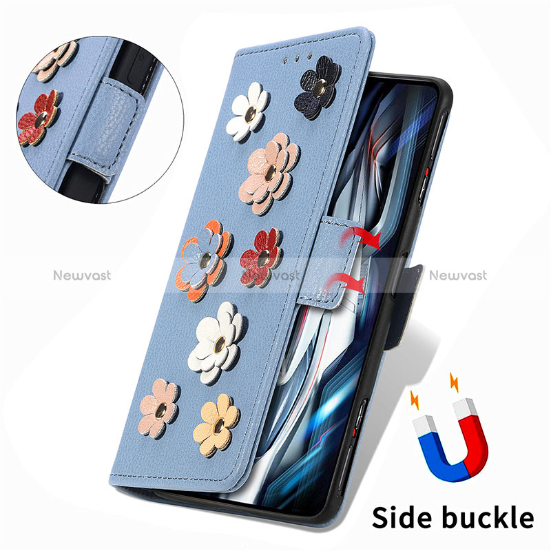 Leather Case Stands Flip Flowers Cover Holder S02D for Xiaomi Redmi K50 Gaming AMG F1 5G