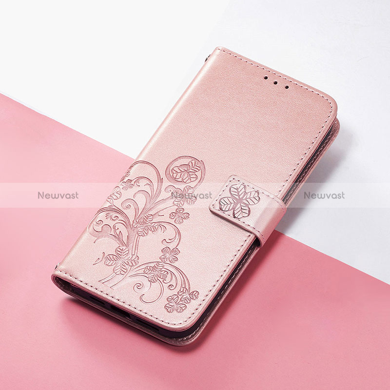 Leather Case Stands Flip Flowers Cover Holder S03D for Google Pixel 4a 5G