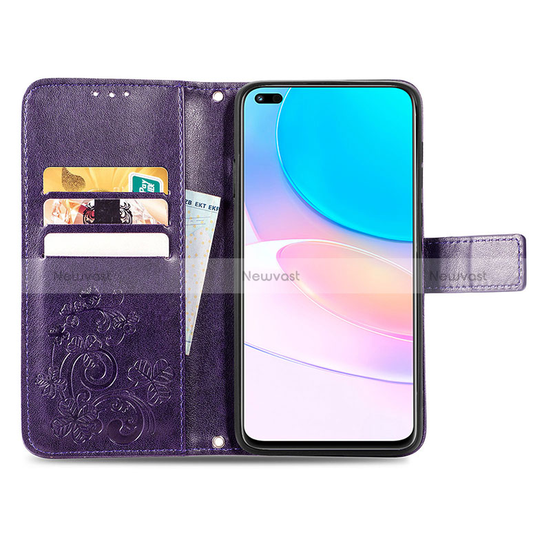 Leather Case Stands Flip Flowers Cover Holder S03D for Huawei Honor 50 Lite