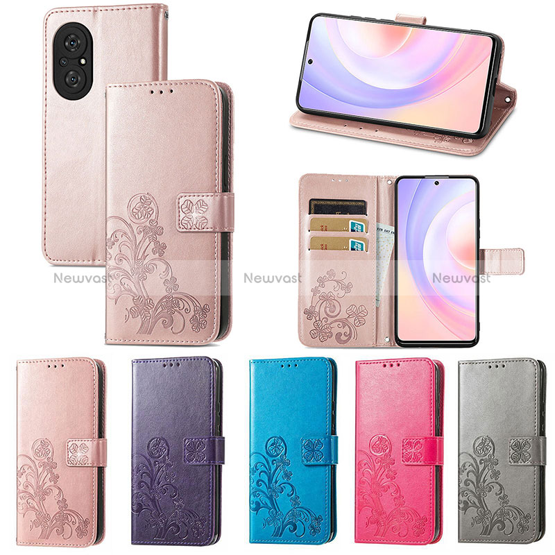 Leather Case Stands Flip Flowers Cover Holder S03D for Huawei Honor 50 SE 5G