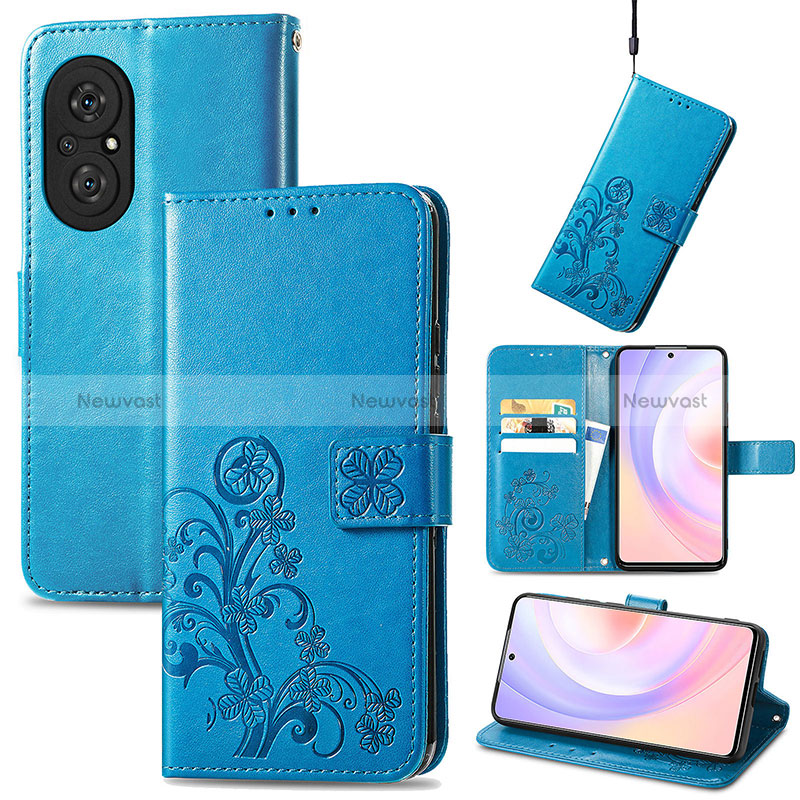 Leather Case Stands Flip Flowers Cover Holder S03D for Huawei Honor 50 SE 5G