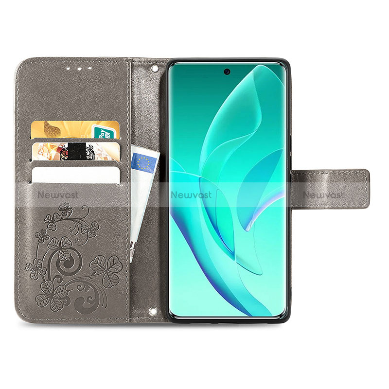 Leather Case Stands Flip Flowers Cover Holder S03D for Huawei Honor 60 Pro 5G