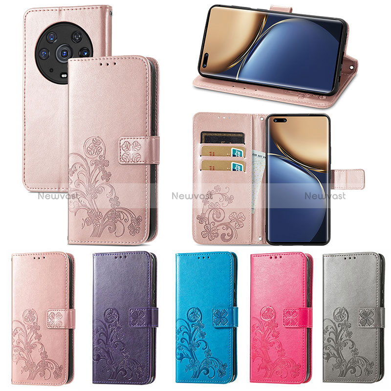 Leather Case Stands Flip Flowers Cover Holder S03D for Huawei Honor Magic3 Pro 5G