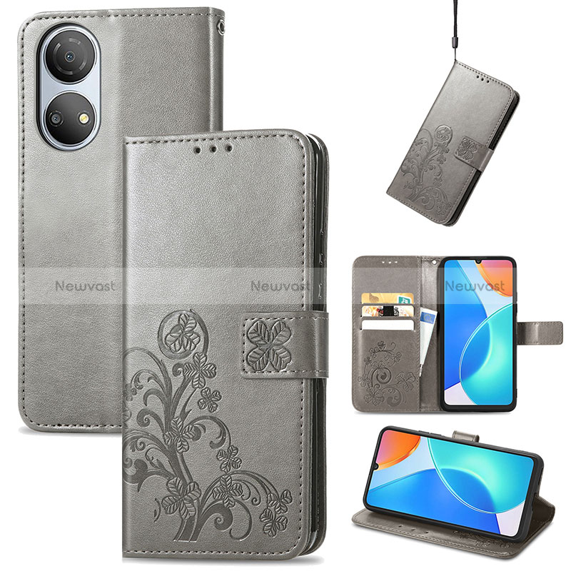 Leather Case Stands Flip Flowers Cover Holder S03D for Huawei Honor X7