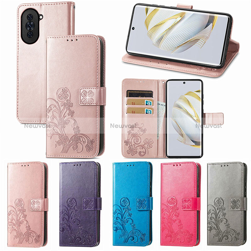 Leather Case Stands Flip Flowers Cover Holder S03D for Huawei Nova 10