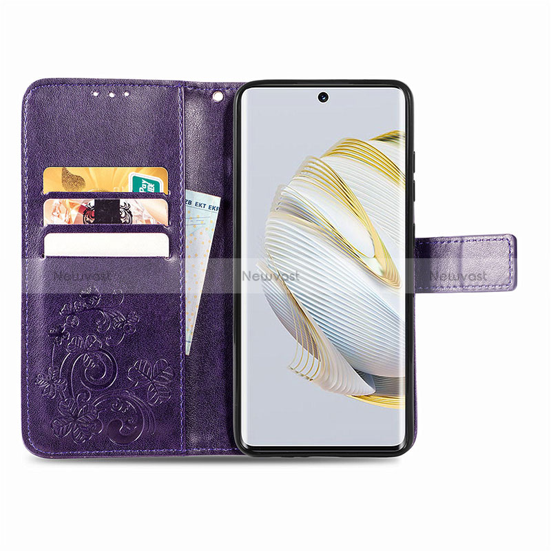 Leather Case Stands Flip Flowers Cover Holder S03D for Huawei Nova 10