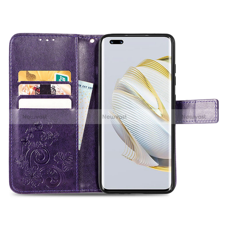 Leather Case Stands Flip Flowers Cover Holder S03D for Huawei Nova 10 Pro