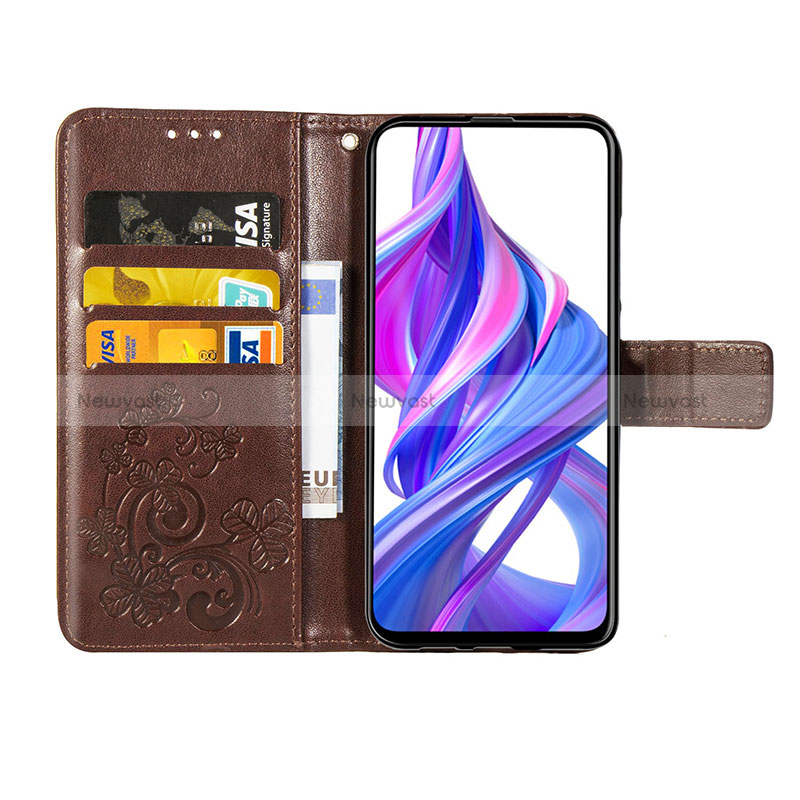 Leather Case Stands Flip Flowers Cover Holder S03D for Huawei P Smart Z (2019)