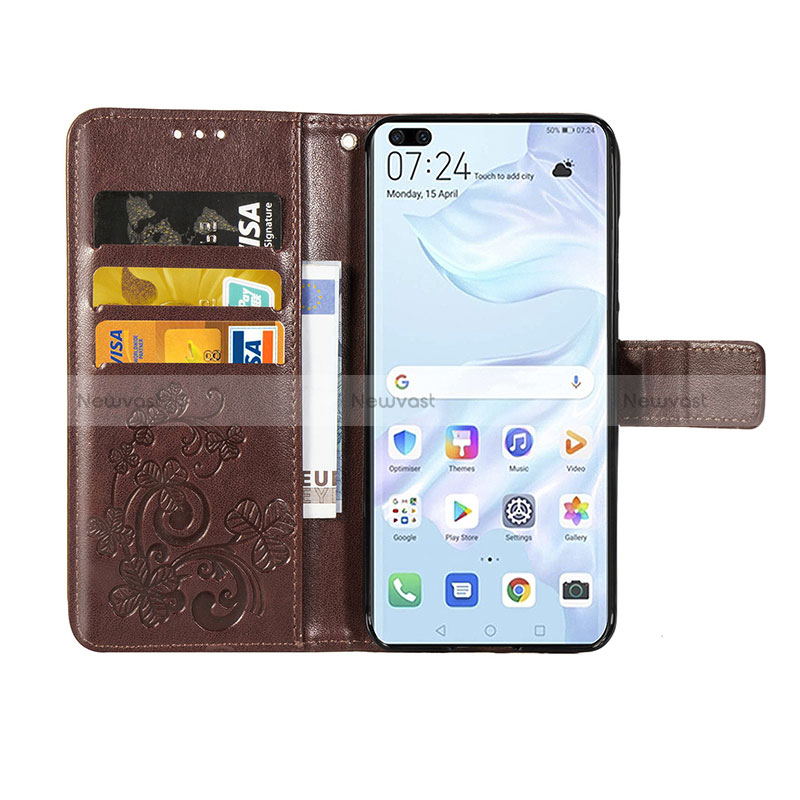 Leather Case Stands Flip Flowers Cover Holder S03D for Huawei P40