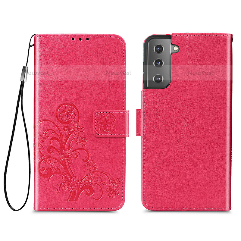 Leather Case Stands Flip Flowers Cover Holder S03D for Samsung Galaxy S21 Plus 5G