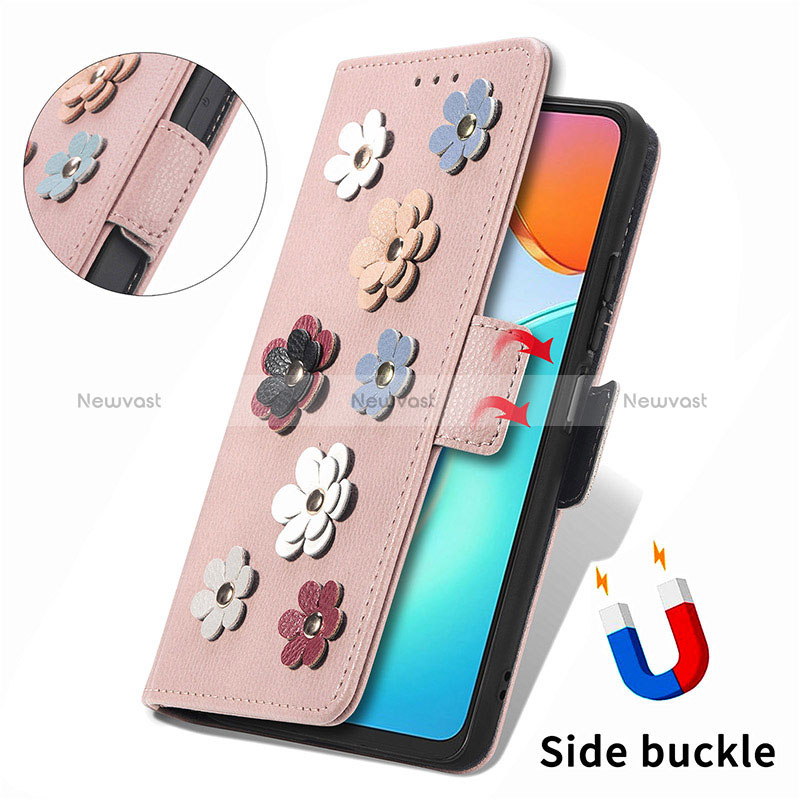 Leather Case Stands Flip Flowers Cover Holder S04D for Huawei Honor X7