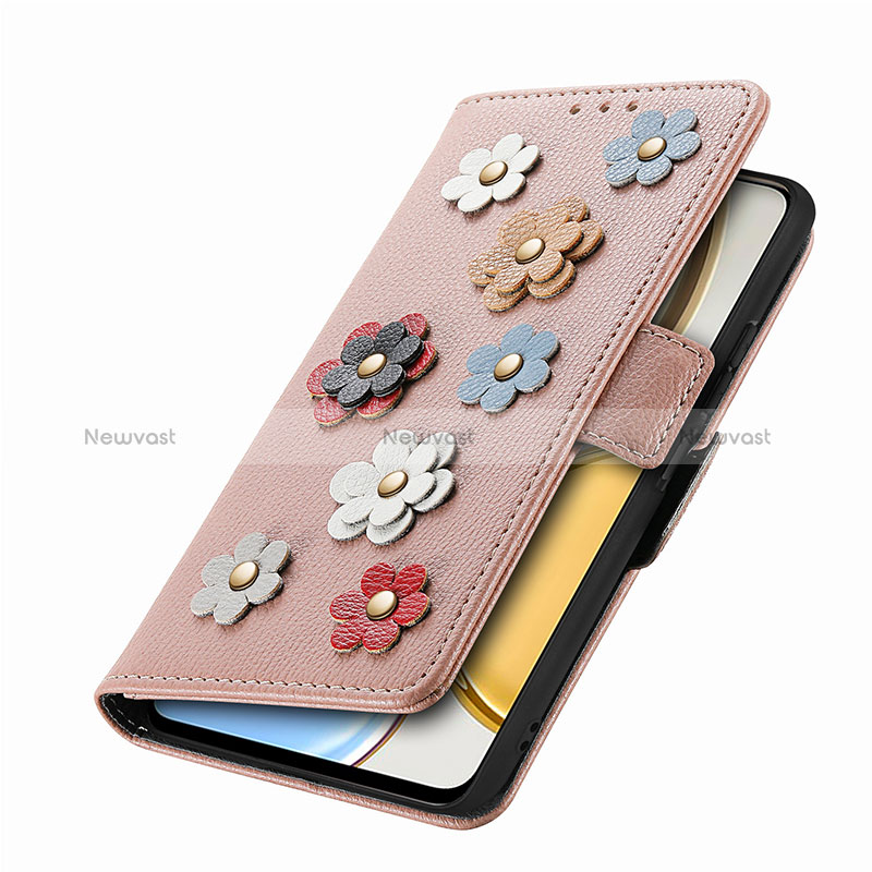 Leather Case Stands Flip Flowers Cover Holder S04D for Huawei Honor X9 5G