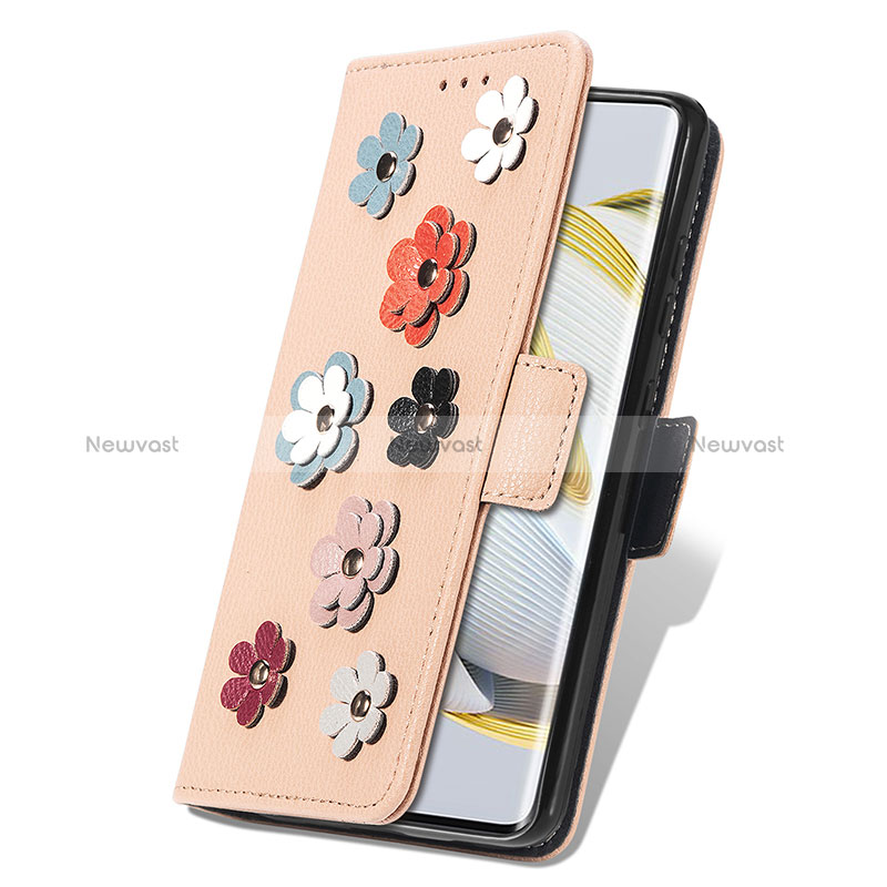 Leather Case Stands Flip Flowers Cover Holder S04D for Huawei Nova 10