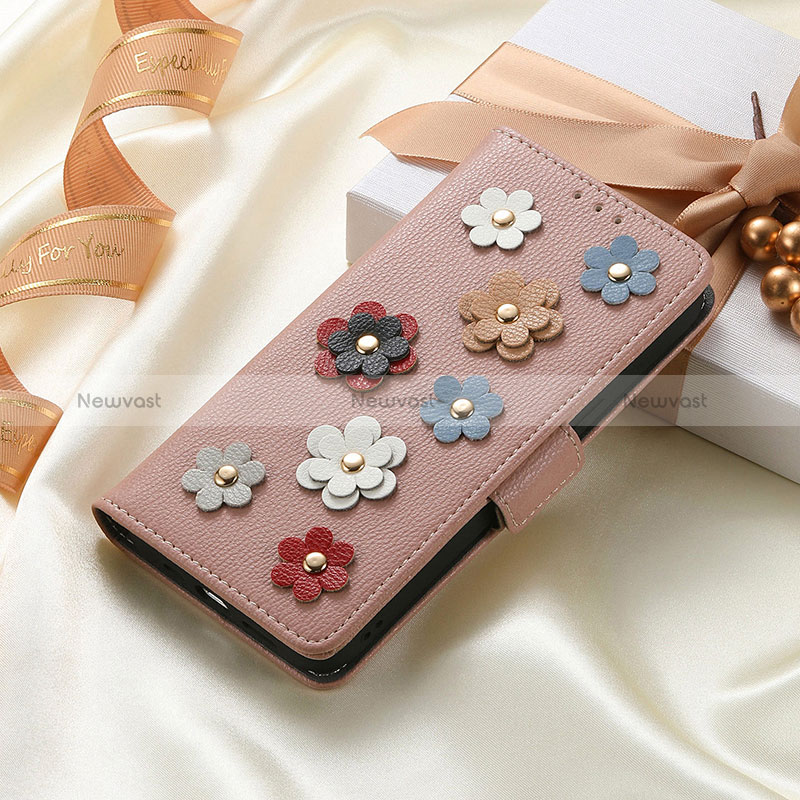 Leather Case Stands Flip Flowers Cover Holder S04D for Huawei Nova Y70 Plus