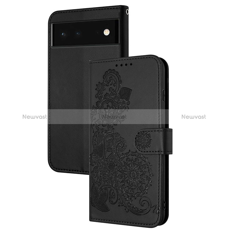 Leather Case Stands Flip Flowers Cover Holder Y01X for Google Pixel 6 5G