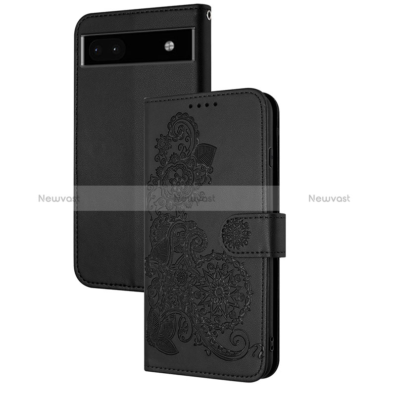 Leather Case Stands Flip Flowers Cover Holder Y01X for Google Pixel 6a 5G