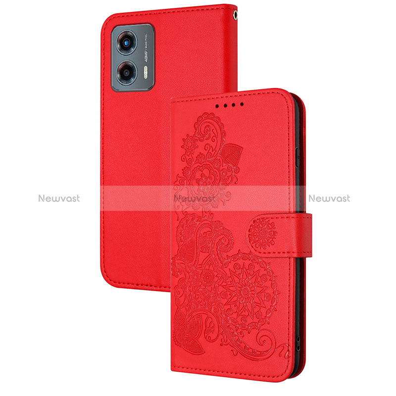 Leather Case Stands Flip Flowers Cover Holder Y01X for Motorola Moto G 5G (2023)