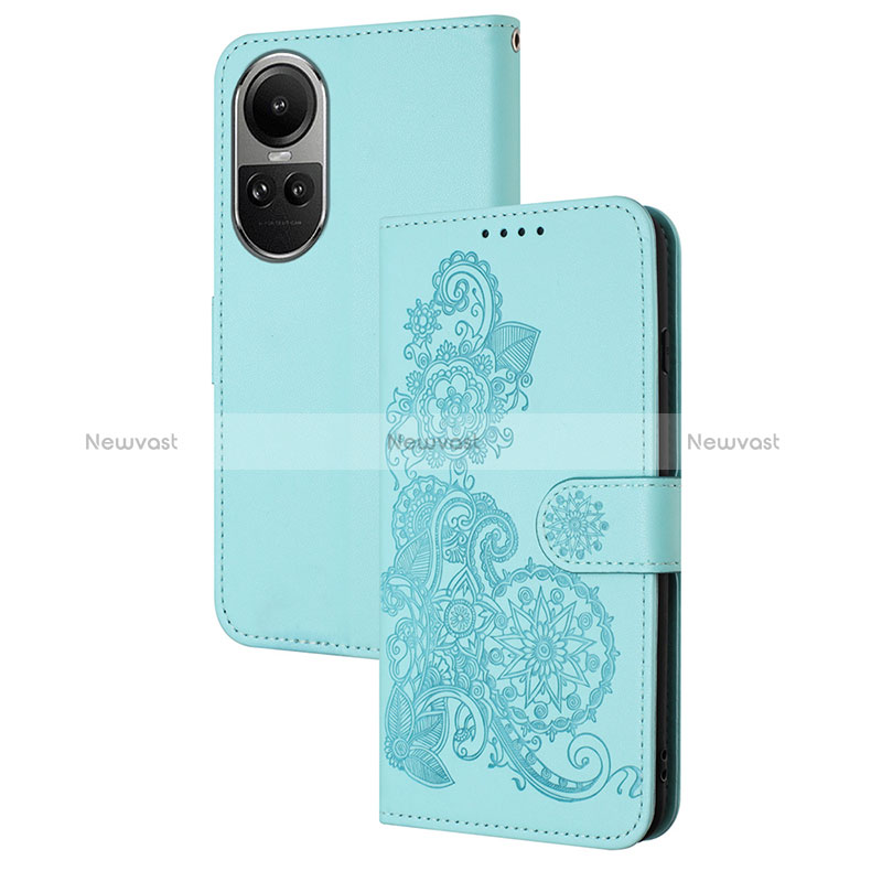 Leather Case Stands Flip Flowers Cover Holder Y01X for Oppo Reno10 Pro 5G