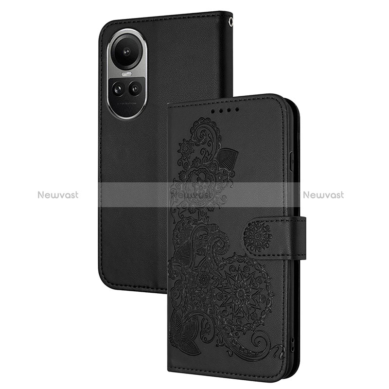 Leather Case Stands Flip Flowers Cover Holder Y01X for Oppo Reno10 Pro 5G