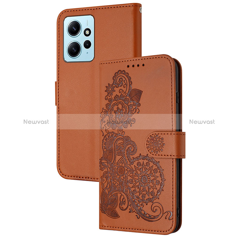 Leather Case Stands Flip Flowers Cover Holder Y01X for Xiaomi Redmi Note 12 4G