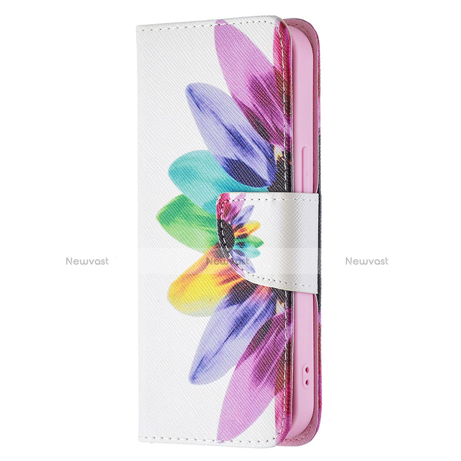 Leather Case Stands Flip Flowers Cover L01 Holder for Apple iPhone 13 Colorful