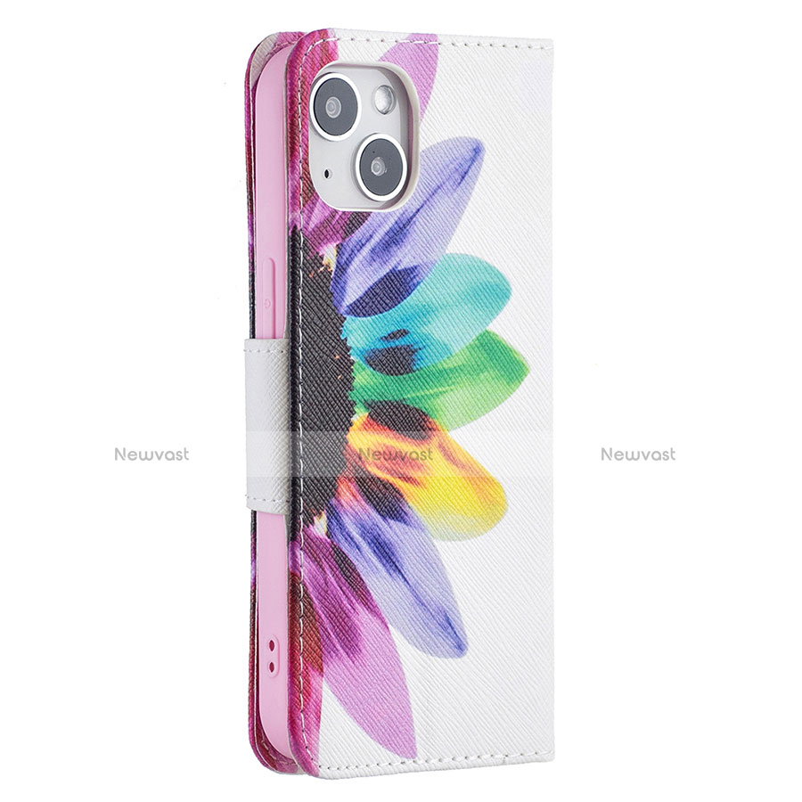 Leather Case Stands Flip Flowers Cover L01 Holder for Apple iPhone 13 Mini Colorful