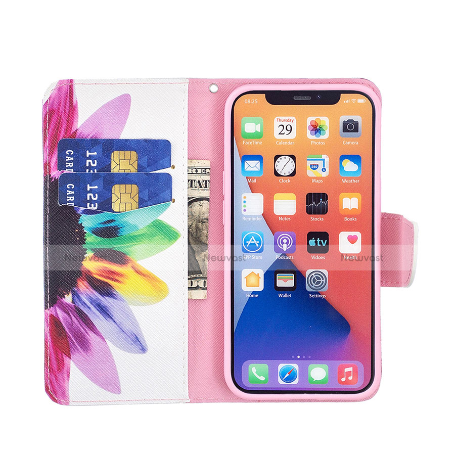 Leather Case Stands Flip Flowers Cover L01 Holder for Apple iPhone 14 Colorful