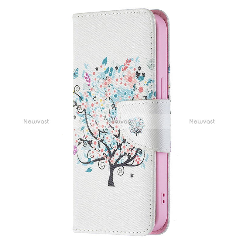 Leather Case Stands Flip Flowers Cover L01 Holder for Apple iPhone 15 Mixed