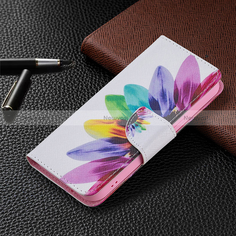 Leather Case Stands Flip Flowers Cover L03 Holder for Apple iPhone 14 Pro Max Pink